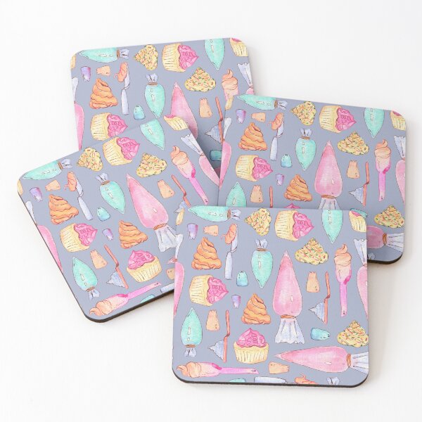 Item preview, Frosting and cupcakes watercolor pattern on gray designed and sold by AnjeseAnna.