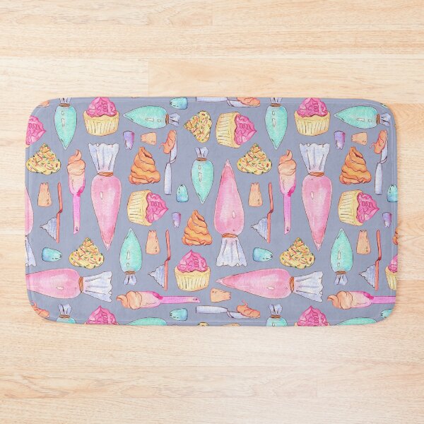 Item preview, Frosting and cupcakes watercolor pattern on gray designed and sold by AnjeseAnna.