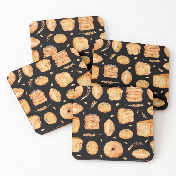 Item preview, Wheat bread watercolor pattern on black designed and sold by AnjeseAnna.