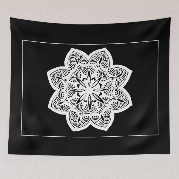 Item preview,  Horizontal Mehndi Design White on Black Background Greeting Card designed and sold by Mimsartprojects.