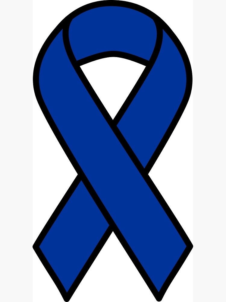 Image of dark blue colon cancer ribbon on white background from Pikwizard