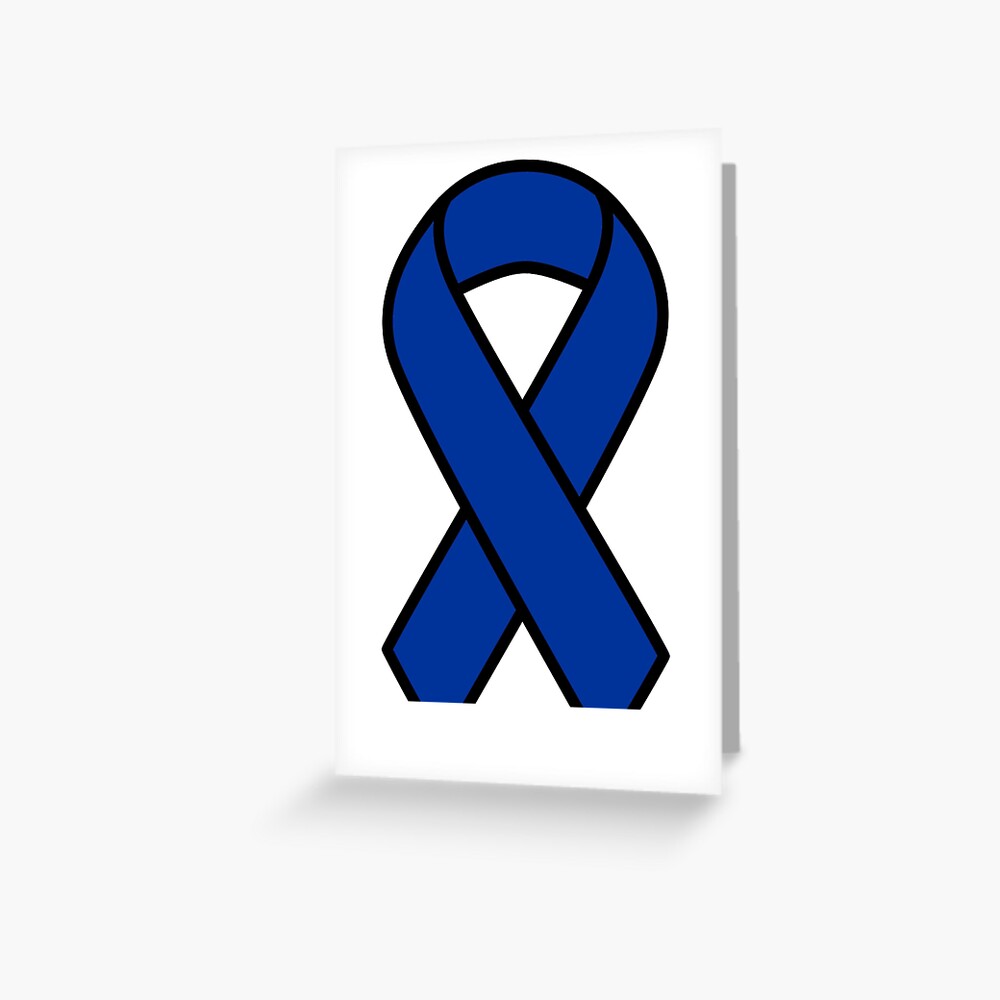 Blue Colon Cancer Ribbon Greeting Card By Barrelroll1 Redbubble