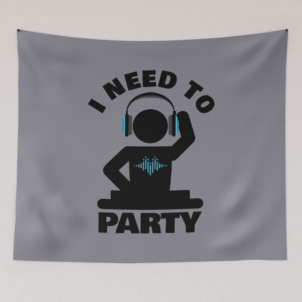 Item preview, I Need to Party Blue Black on Grey - Techno - Psytrance - House - Drum and Bass designed and sold by NoMatterLab.