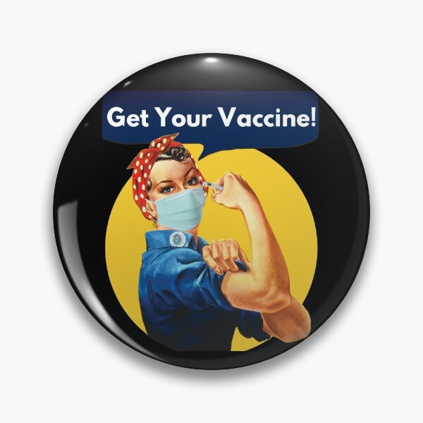 Item preview, Get Your Vaccine! Rosie the Riveter Mask Design- Covid 19 vaccine designed and sold by Wanderlust Designs.
