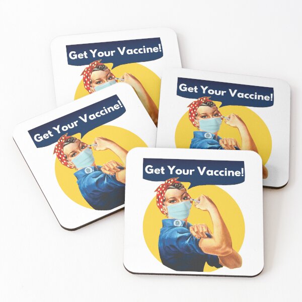 Item preview, Get Your Vaccine! Rosie the Riveter Mask Design- Covid 19 vaccine designed and sold by Wanderlust Designs.
