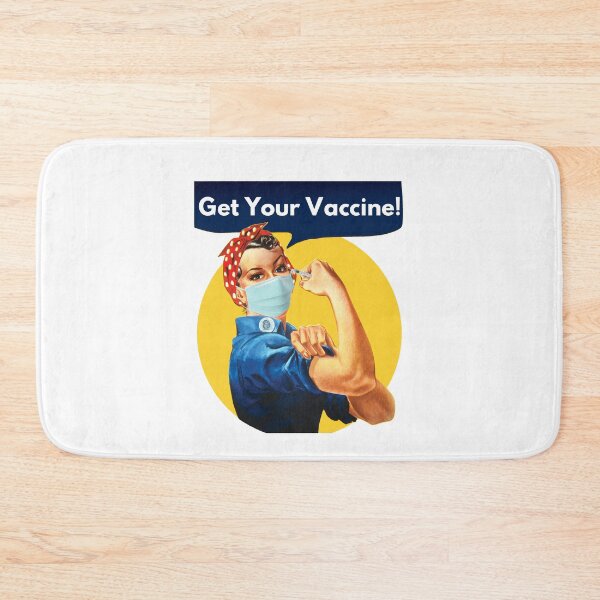 Artikelvorschau, Holen Sie sich Ihren Impfstoff! Rosie the Riveter Mask Design - Covid 19 Impfstoff entworfen und verkauft von Wanderlust Designs.
