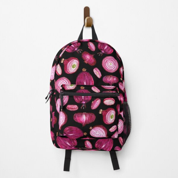 Item preview, Colorful fresh red onions watercolor pattern on black designed and sold by AnjeseAnna.