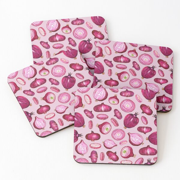 Item preview, Colorful fresh red onions watercolor pattern on pink designed and sold by AnjeseAnna.