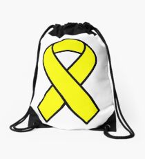 Yellow Support The Troops Ribbon Drawstring Bag