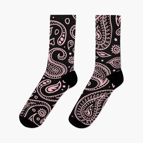 Artikelvorschau, Paisley Pattern Light Soft Baby Pink on Black Background Bandana Style Design entworfen und verkauft von Troy Krieger.