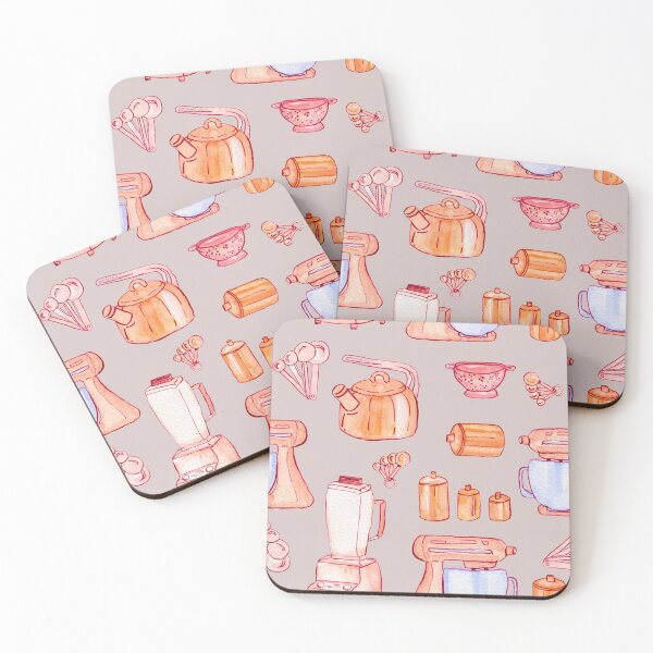 Item preview, Kitchen gears watercolor pattern on warm gray designed and sold by AnjeseAnna.