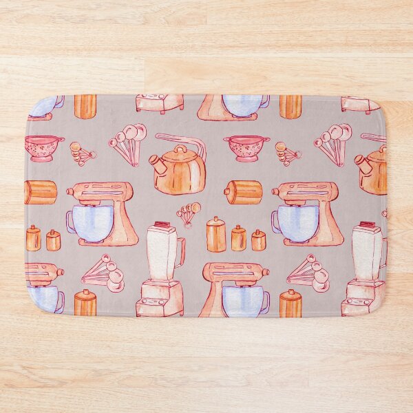 Item preview, Kitchen gears watercolor pattern on warm gray designed and sold by AnjeseAnna.