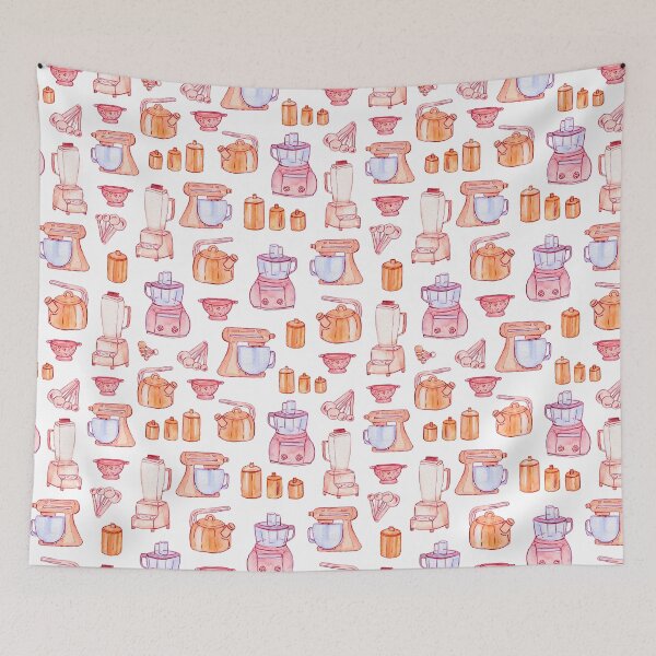 Item preview, Kitchen gears watercolor pattern on white designed and sold by AnjeseAnna.