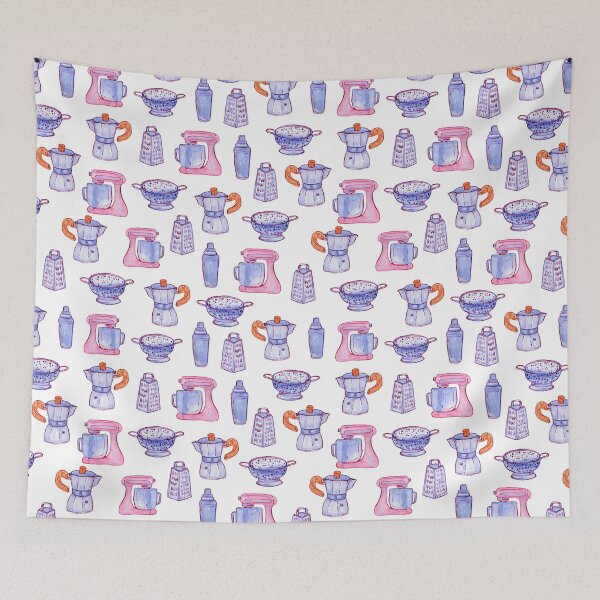 Item preview, Kitchen gears watercolor pattern on white designed and sold by AnjeseAnna.