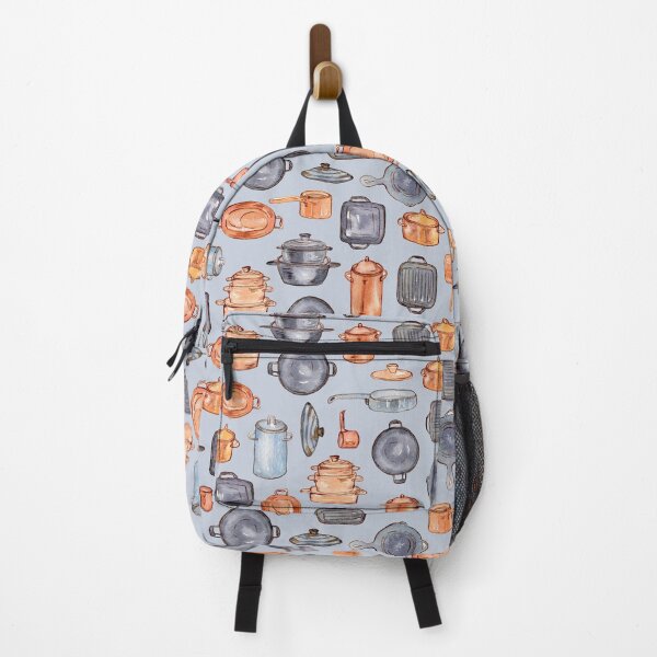 Item preview, Kitchen gears: pots and pans watercolor pattern on gray designed and sold by AnjeseAnna.