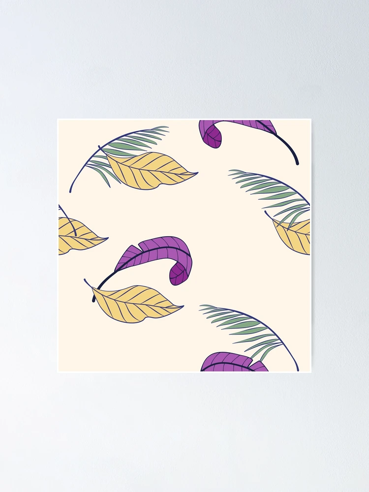 Thumbnail 1 of 3, Poster, Simple leafy pattern on light background designed and sold by PatternParadise.
