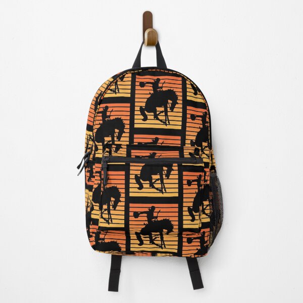 Vintage Bucking Bronco Cowboy in a Sunset Backpack