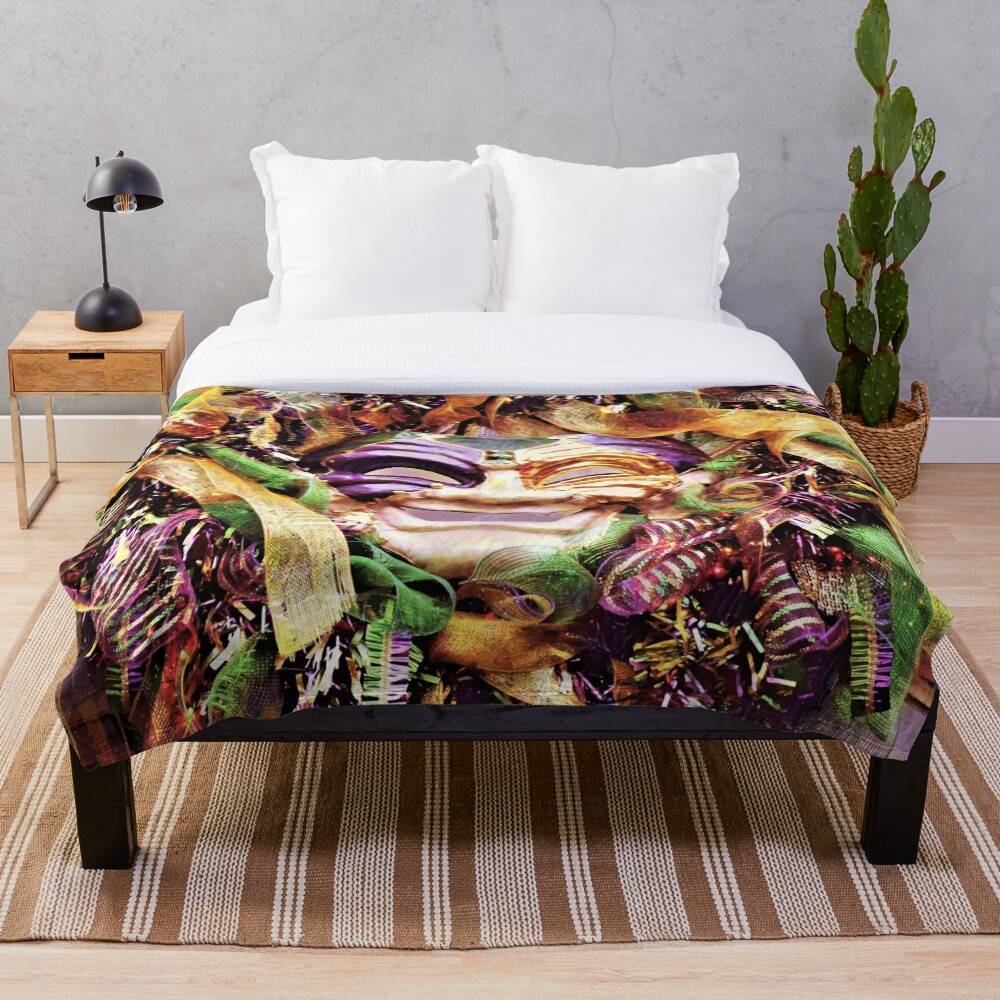 "Face of Mardi Gras " Throw Blanket for Sale by DonnaM Redbubble