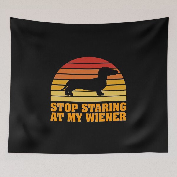 Item preview, Stop Staring At My Wiener Essential Classic Dog Sticker And Shirt Design designed and sold by Glike.