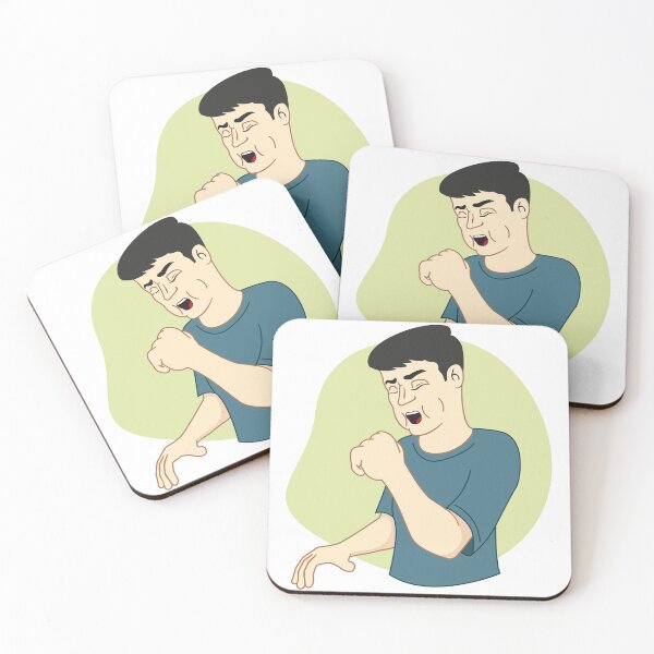 Item preview, Illustration represents a Caucasian man with cough symptoms. Ideal for health and institutional newsletters designed and sold by LucianoCosmo.