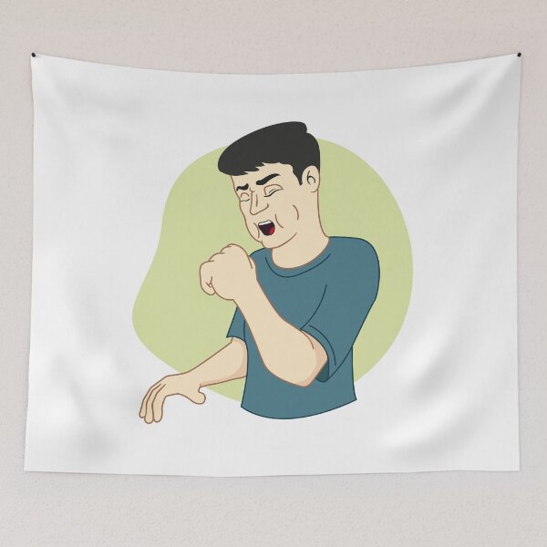 Item preview, Illustration represents a Caucasian man with cough symptoms. Ideal for health and institutional newsletters designed and sold by LucianoCosmo.