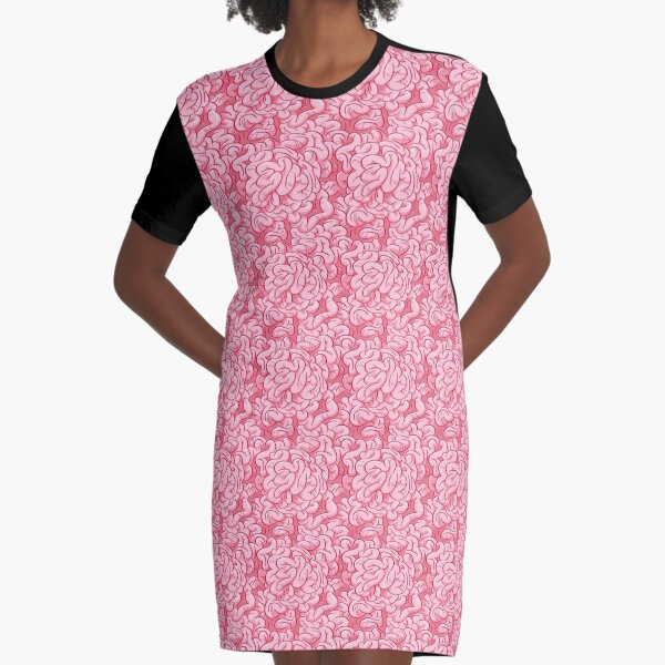 Pink Spaghetti Graphic T-Shirt Dress