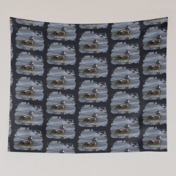 Item preview, Harlequin Duck, Histrionicus histrionicus, a small sea duck.  Grunge with text. designed and sold by Rabbitti.
