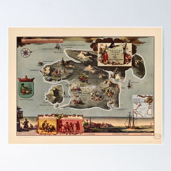 Item preview, Map of Treasure Island by Robert Louis Stevenson (1954) designed and sold by allhistory.
