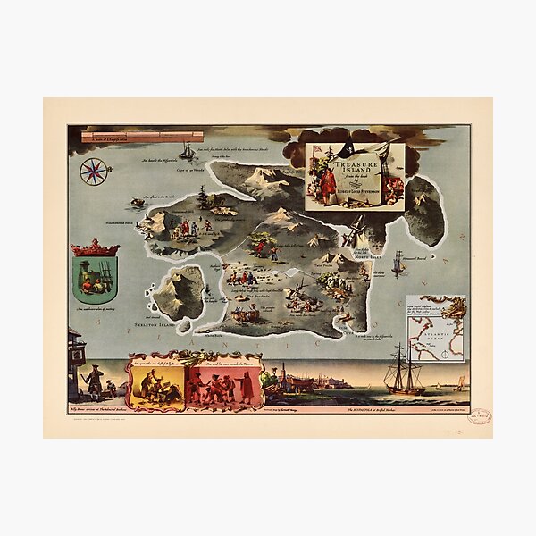 Item preview, Map of Treasure Island by Robert Louis Stevenson (1954) designed and sold by allhistory.