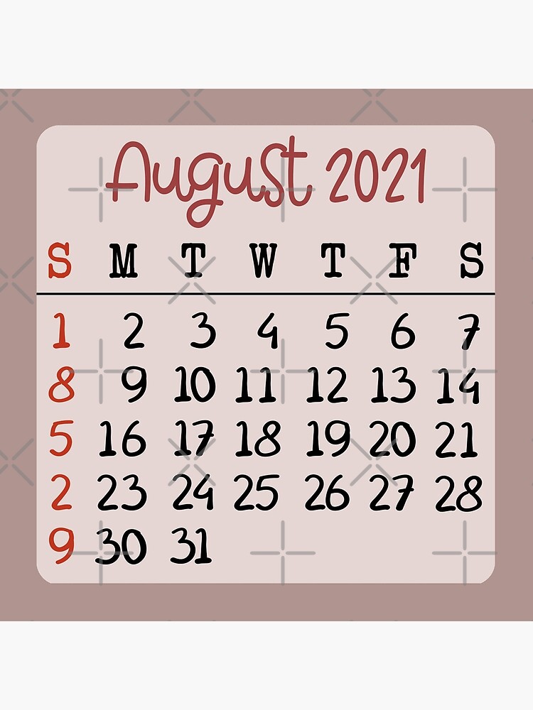 Calendar 2021 August Calendar 2021 August