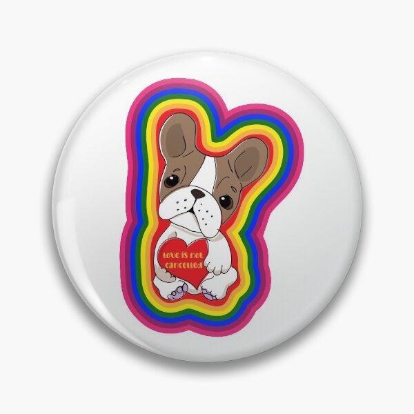 Item preview, Love is Not Cancelled - Rainbow dog holding a heart designed and sold by EatLiveDesign.