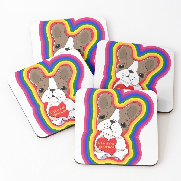 Item preview, Love is Not Cancelled - Rainbow dog holding a heart designed and sold by EatLiveDesign.