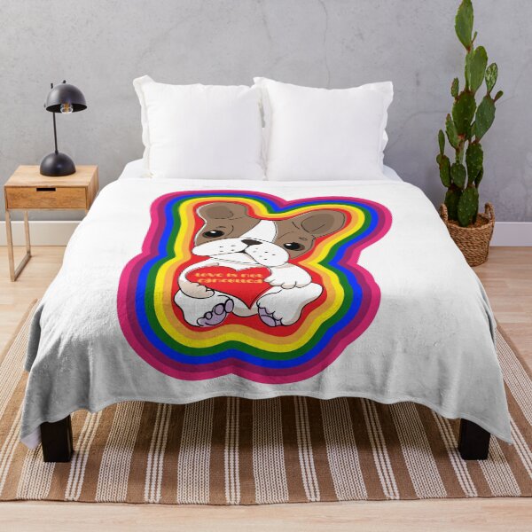 Item preview, Love is Not Cancelled - Rainbow dog holding a heart designed and sold by EatLiveDesign.
