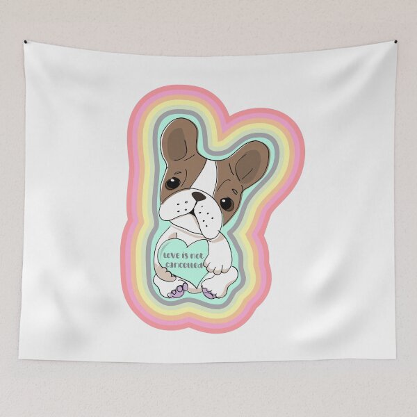 Item preview,  Love is Not Cancelled - Rainbow dog holding a heart designed and sold by EatLiveDesign.