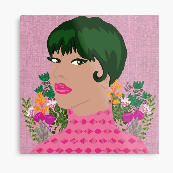 Green hair girl Metal Print