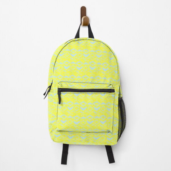 Light blue flower pattern on a yellow background Backpack