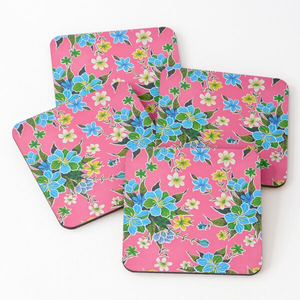 Item preview, Color flower print, pink Mexican tablecloth designed and sold by Adriana C (All about Frida).