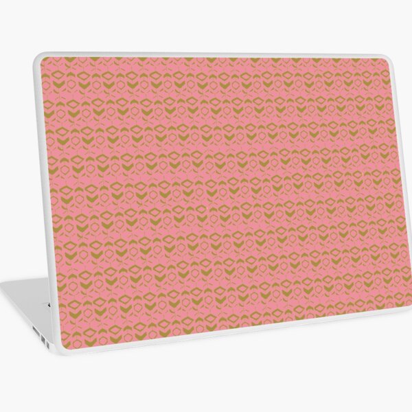 Pattern khaki flowers with pink background Laptop Skin
