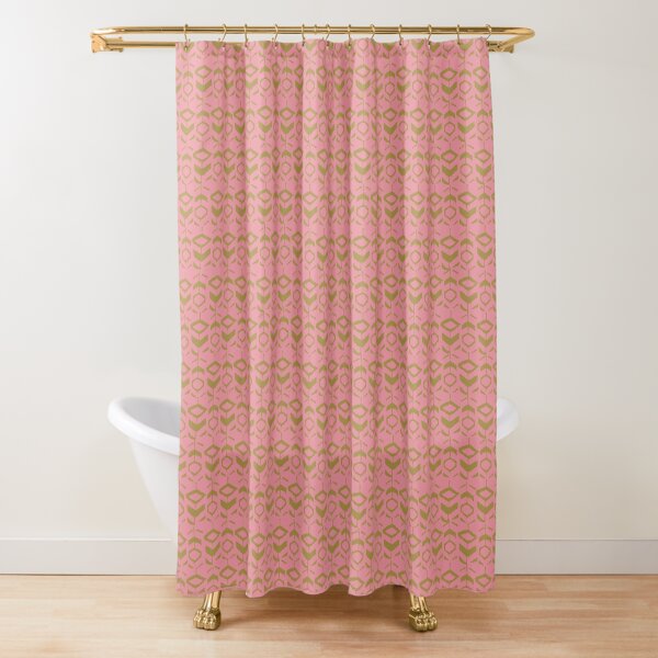Pattern khaki flowers with pink background Shower Curtain