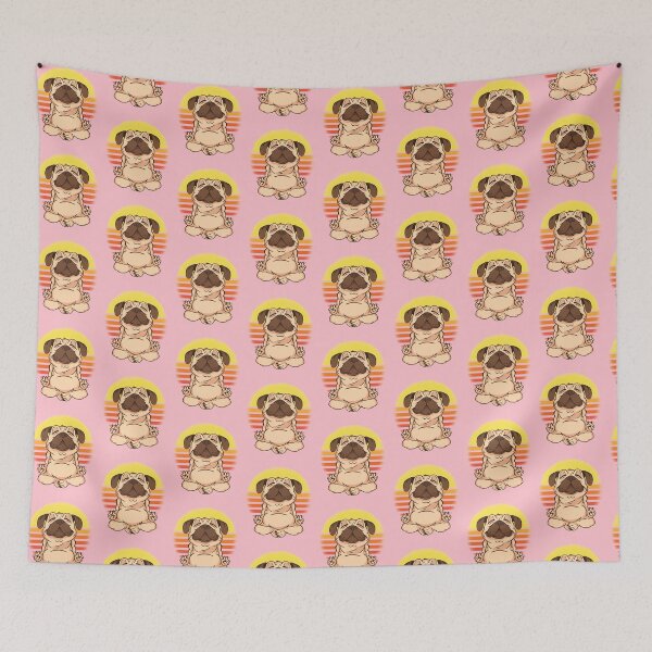 Item preview, Cute Yoga Pug Puppy Vintage Sunset Meditation  designed and sold by MadMando.
