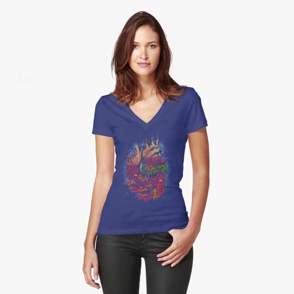 Item preview, Fitted V-Neck T-Shirt designed and sold by motymotymoty.