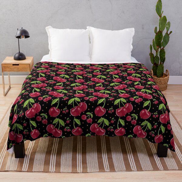 Item preview, Cherries - Black Pattern Background BG Wallpaper Cherry Tree Blossom Summer Fruits Design Decora designed and sold by SemDesigns1.