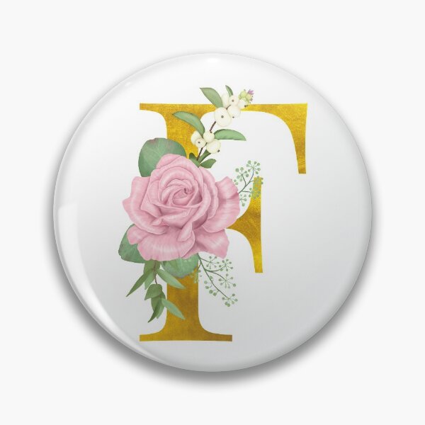 Item preview, Gold & Pink Floral Monogram F designed and sold by adortopia.