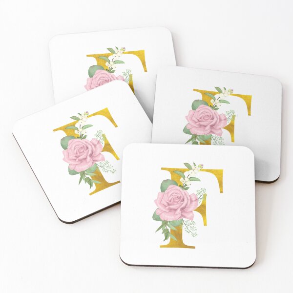 Item preview, Gold & Pink Floral Monogram F designed and sold by adortopia.