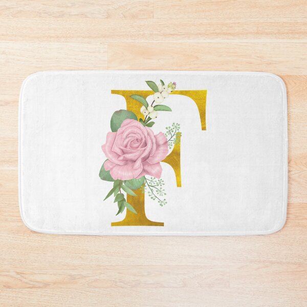 Item preview, Gold & Pink Floral Monogram F designed and sold by adortopia.
