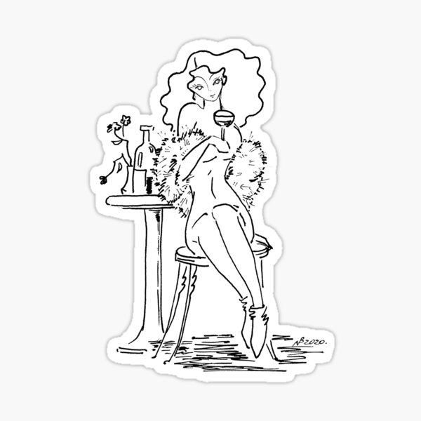 Young Women In Cafe Sticker