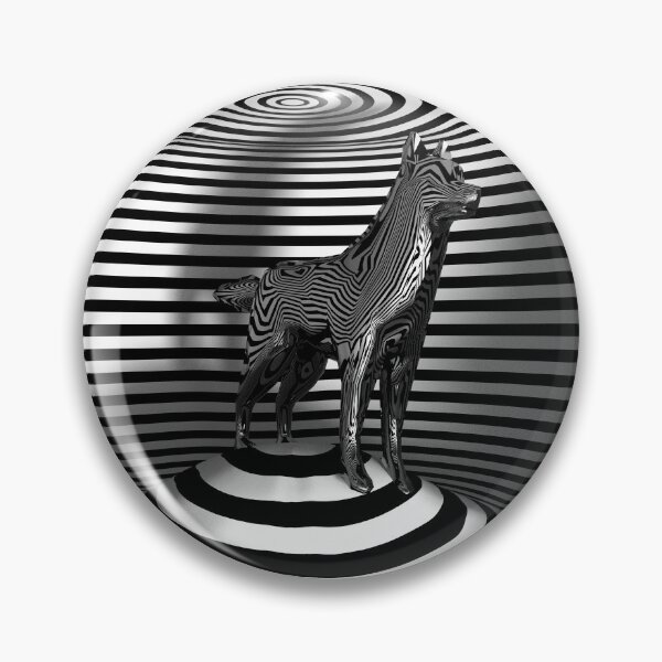 Item preview, Chrome Dog Optical Illusion inside 3D striped Room. designed and sold by YourIllusion.