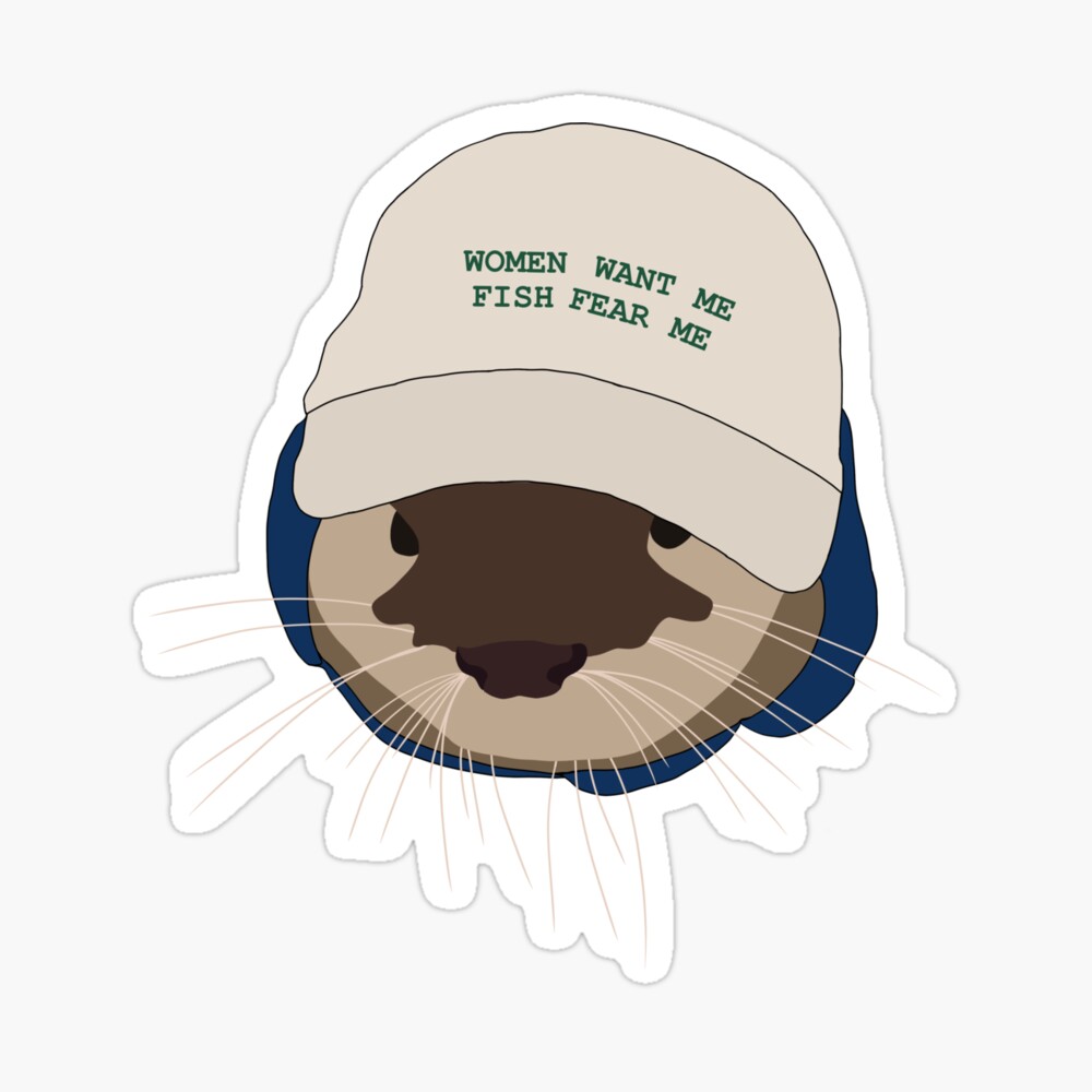 Women Want Me, Fish Fear Me otter with hat Postcard for Sale by