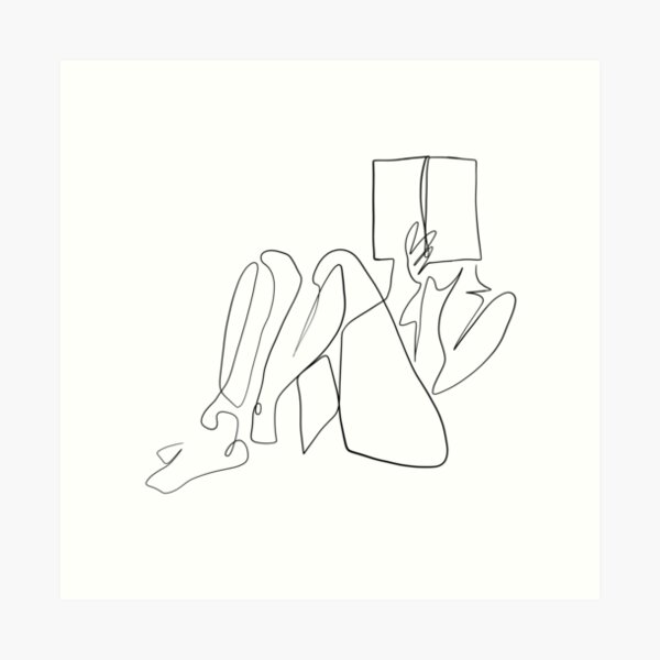 Item preview, one line girl reading designed and sold by emayuzawa.