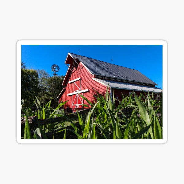 Red Barn and Corn Sticker